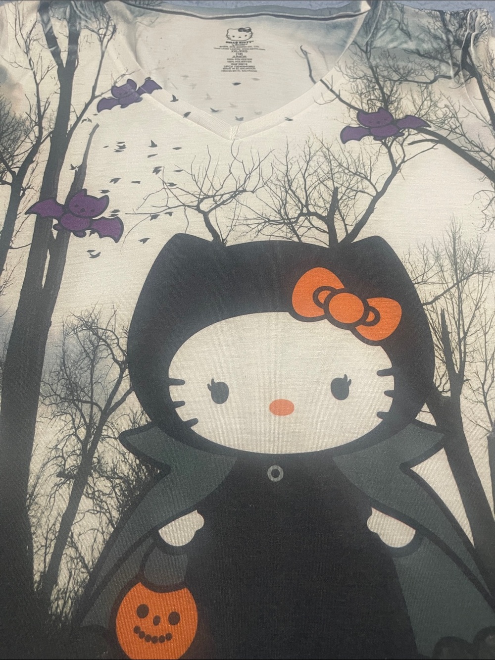 Hello Kitty Halloween Tee in Black, Orange & Purple
